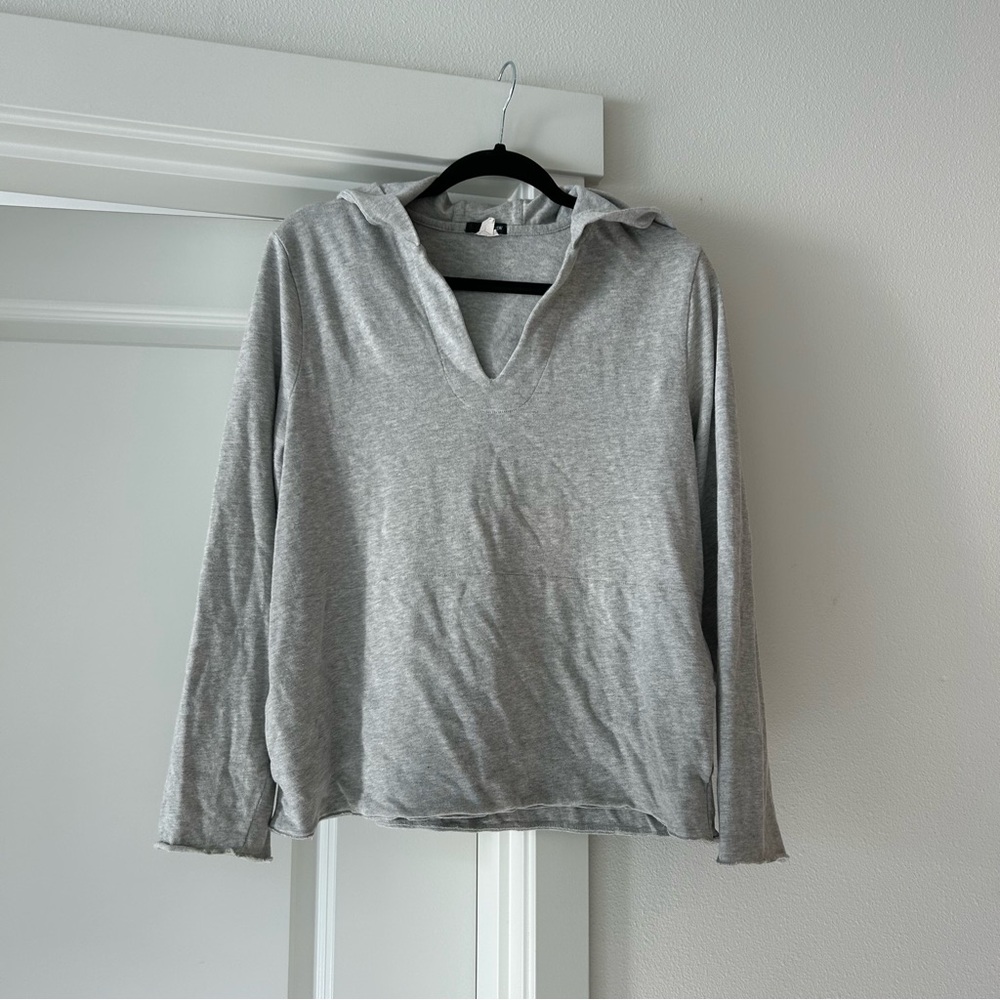 J crew super cozy buttery hoodie sweatshirt raw hem